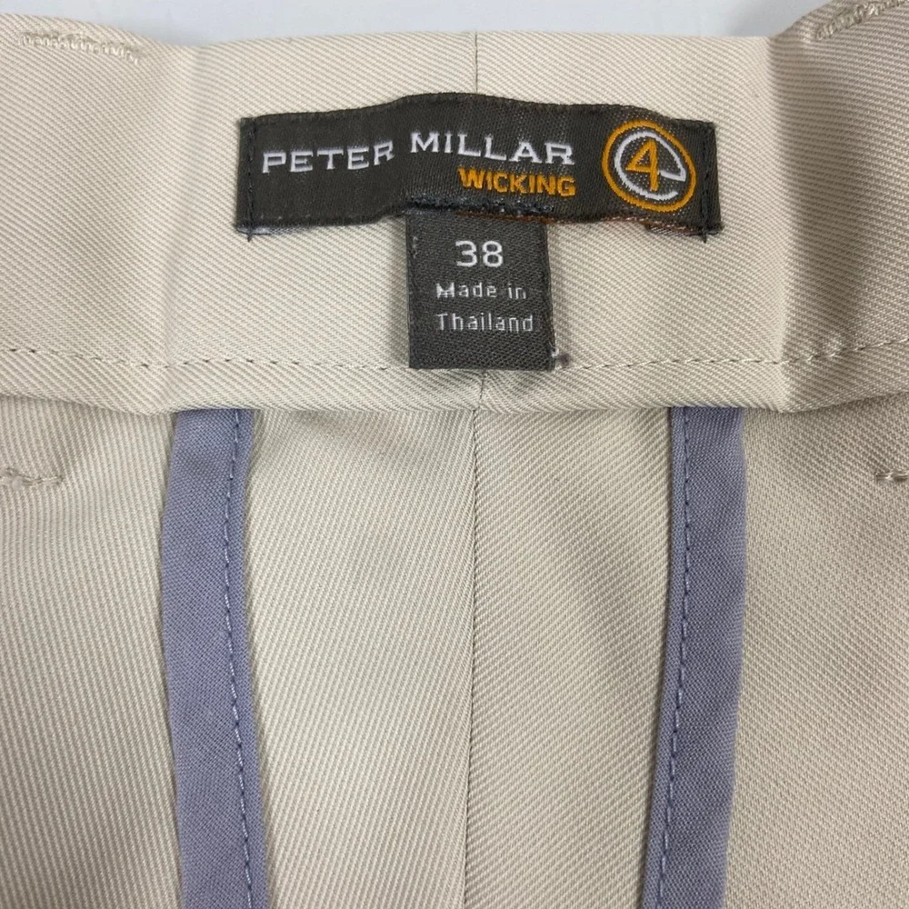 Peter Millar Mens 38 Beige Performance Wicking Golf Shorts Good Solid Khaki Flaw